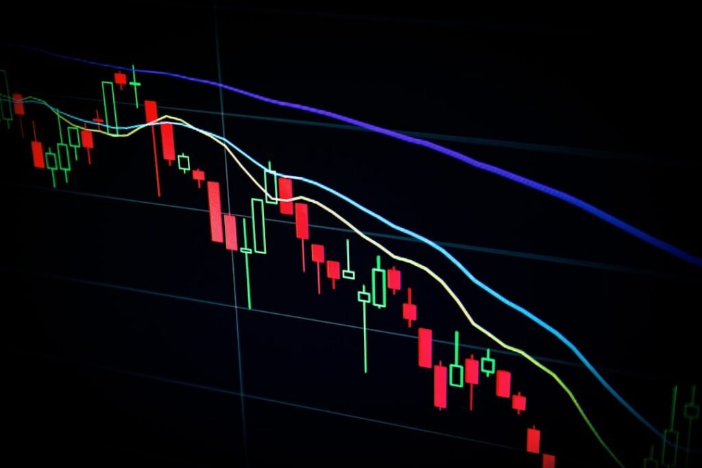 Stock market chart on screen representing ETF investing